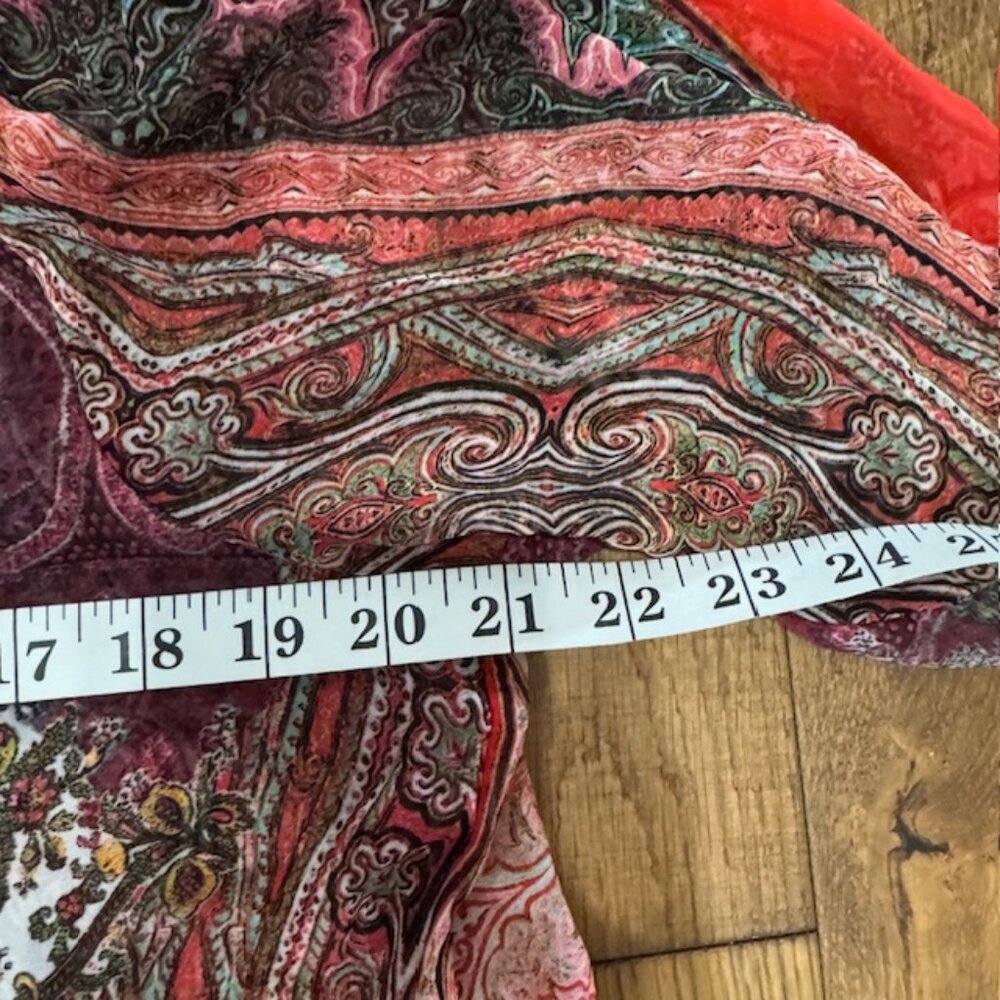 Fig and Flower Sheer Boho Tunic Blouse Paisley Patchwork Print Size L - Picture 9 of 12